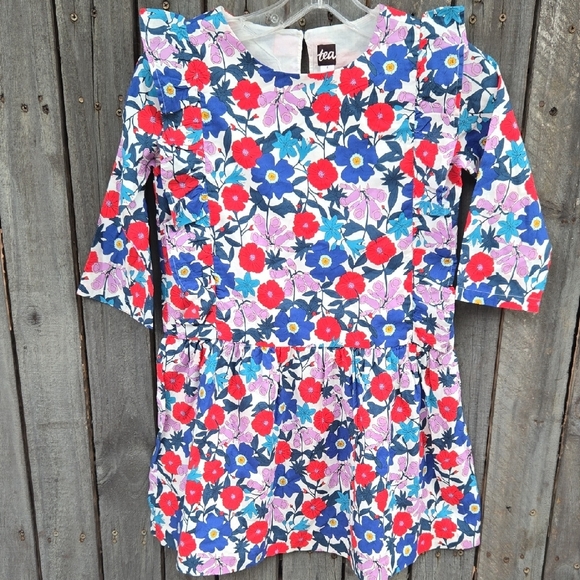 Tea Collection Red and Blue Sundress with Bell Sleeves - Picture 1 of 4